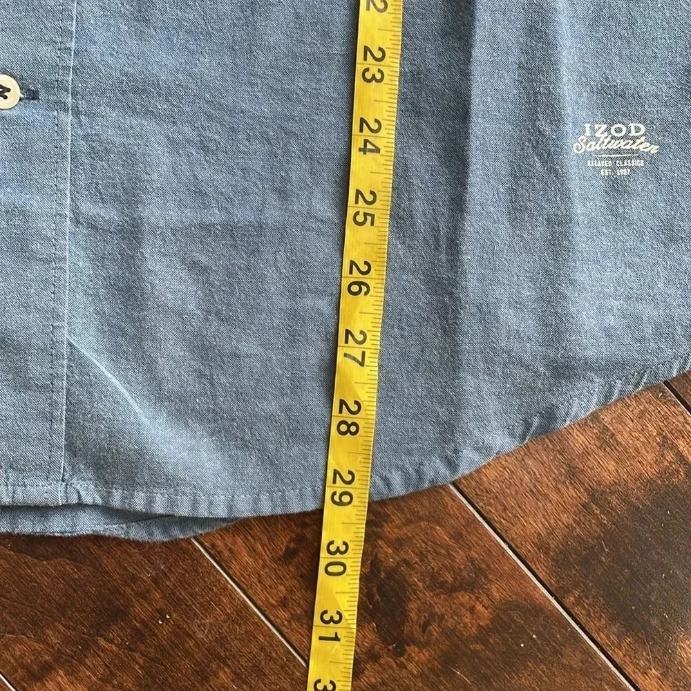 Izod Saltwater men’s button down shirt Blue Casual Preppy Size M 100% cotton